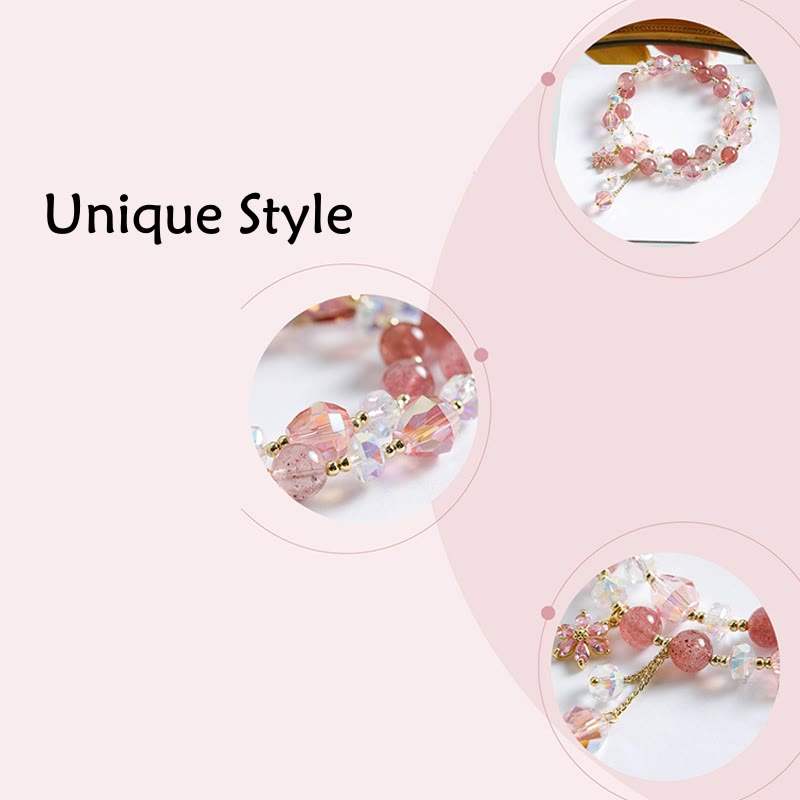 Strawberry Quartz Double Wrap Healing Bracelet