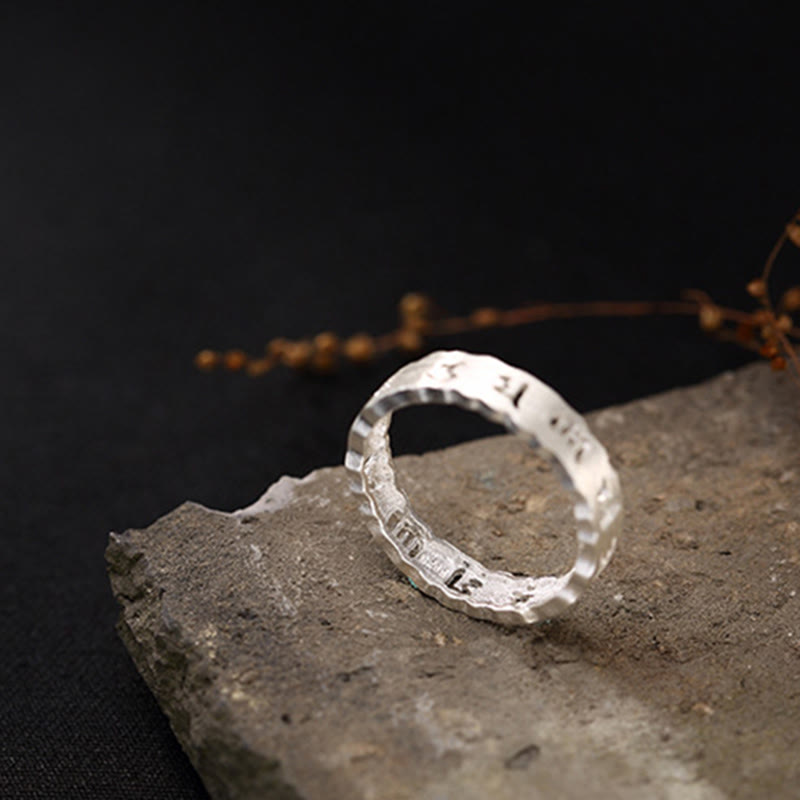Om Mani Padme Hum Sterling Silver Tibetan Ring - Handmade Peace