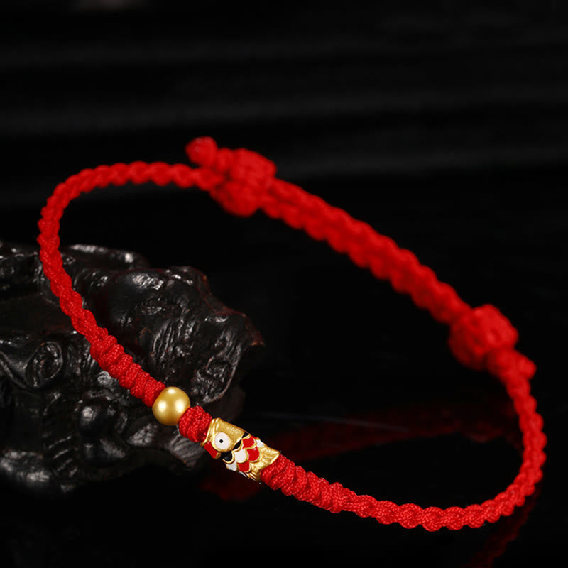 Unisex Red 999 Gold Koi Fish Luck Bracelet for Protection