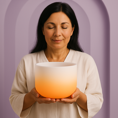 Kristallklangschale - Klangschale für das Sakralchakra - Meditationsschale mit D-Ton zur Heilung