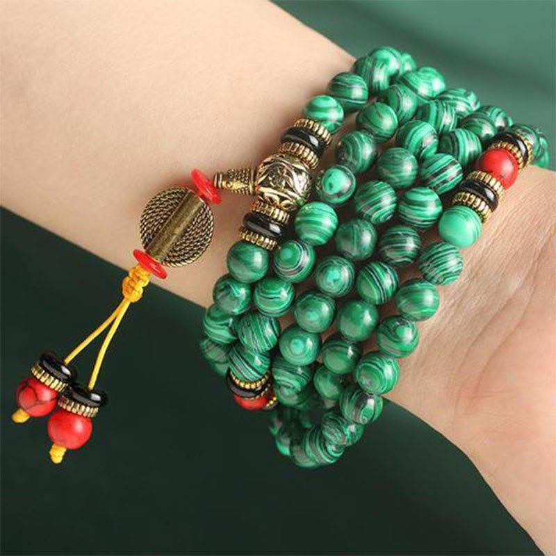 8mm Malachite 108 Bead Meditation Bracelet Necklace