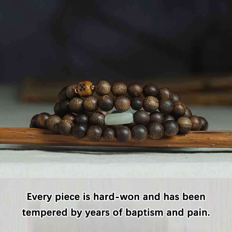 8mm Brunei Agarwood 108 Bead Mala Strength Bracelet