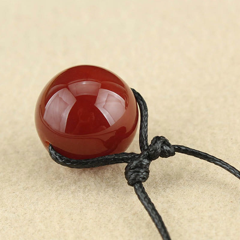 Red Agate Confidence Necklace | Leather Rope Pendant