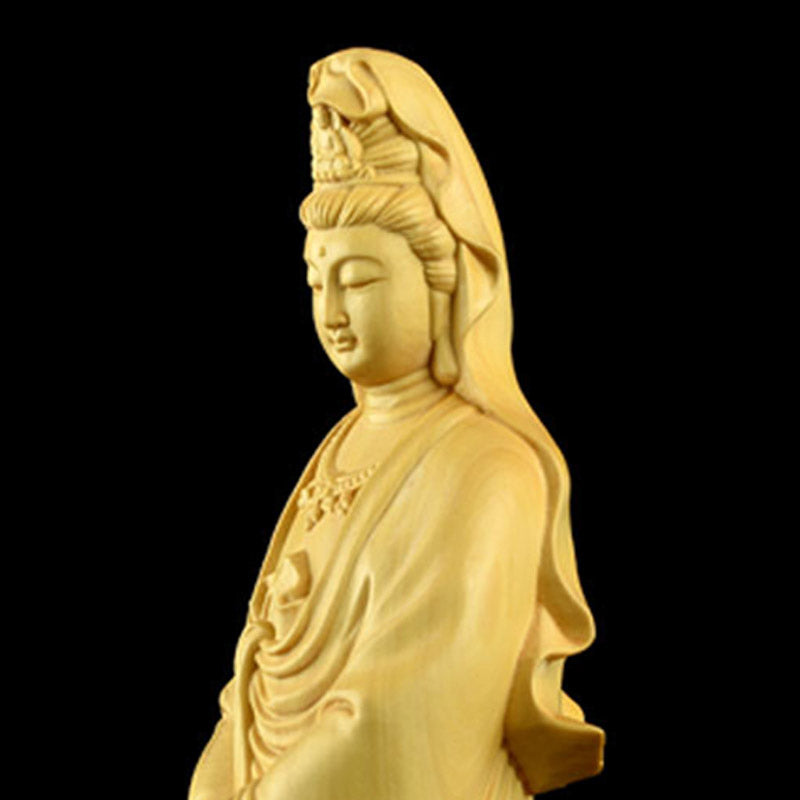 Avalokitesvara Boxwood Zen Blessing Home Decoration