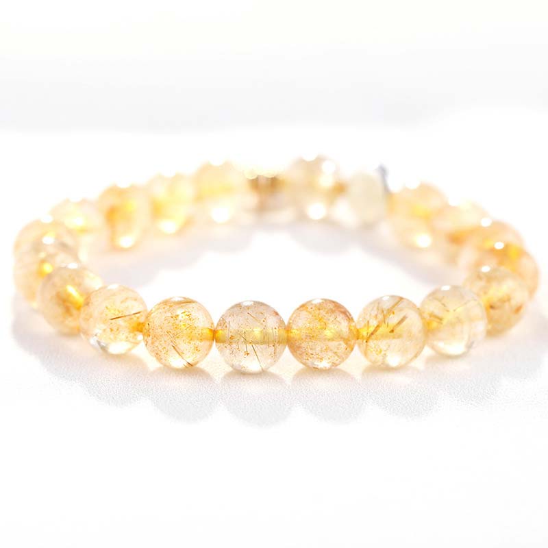 8mm Citrine Luck Protection Moon Charm Bracelet