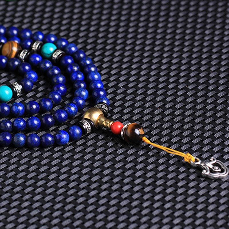 108 Beads Lazurite Gemstone Mala Bracelet for Balance & Serenity