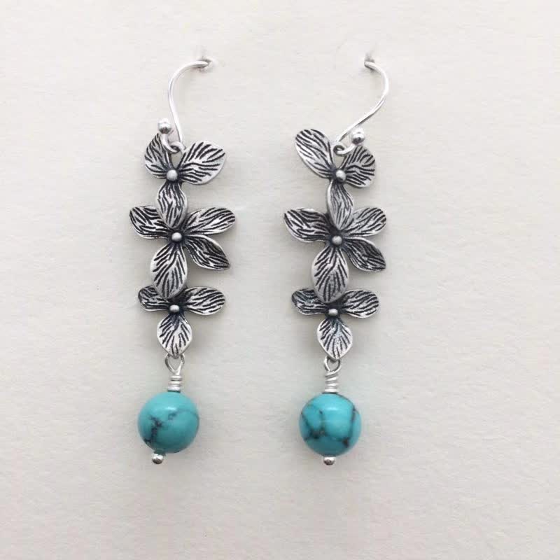 925 Sterling Silver Turquoise Lazurite Serenity Protection Earrings