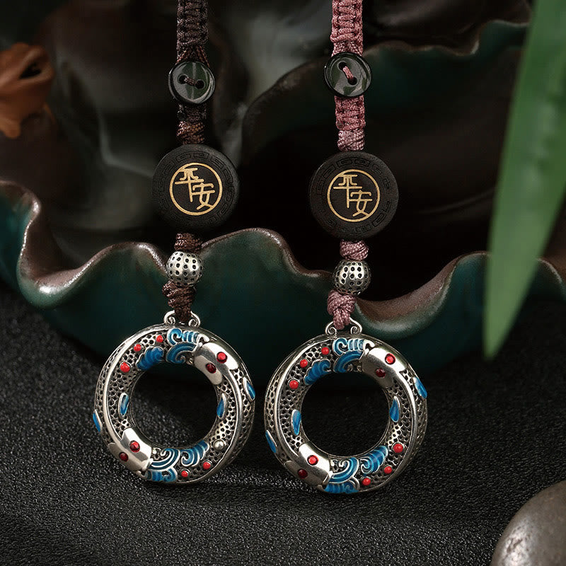 Schlüsselanhänger mit doppelter Koi-Fisch-Friedensschnalle für Glück und Schutz