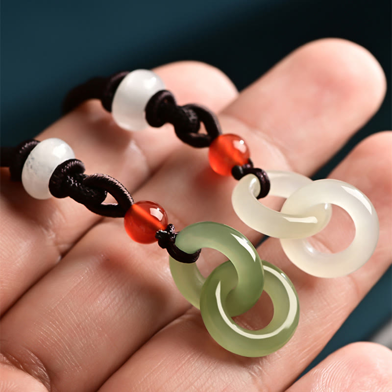 Jade-Halskette mit doppelter Peace-Schnalle | Hetian Cyan &amp; Weiße Jade