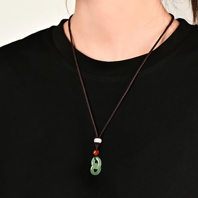 Jade-Halskette mit doppelter Peace-Schnalle | Hetian Cyan &amp; Weiße Jade