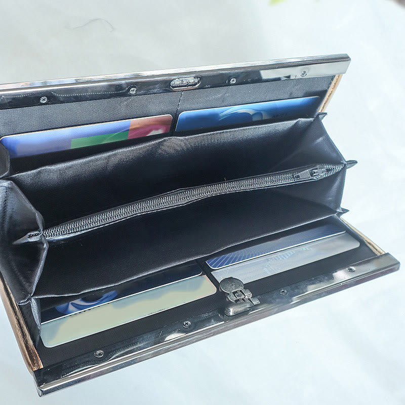 Doppelseitig bestickte Blumenbrieftasche 19cm | Spirituelle Accessoires