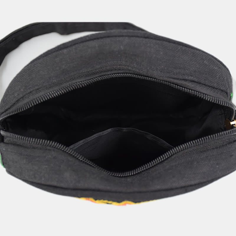 Doppelseitige Umhängetasche aus Canvas mit Blumenstickerei | Spirituelles Accessoire