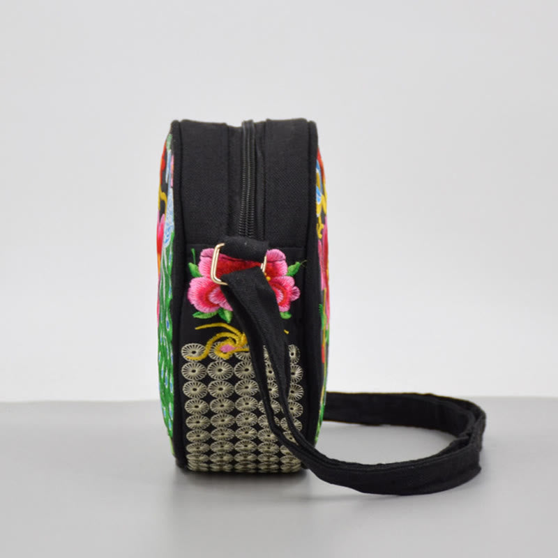 Doppelseitige Umhängetasche aus Canvas mit Blumenstickerei | Spirituelles Accessoire