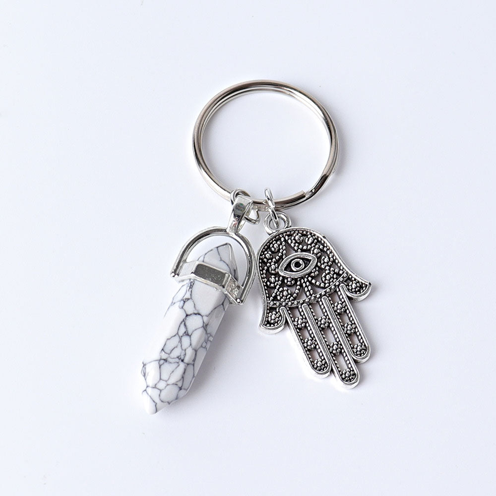 Double Terminated Crystal Point with Devil's Eye Hand Key Chain 2.5 Inch