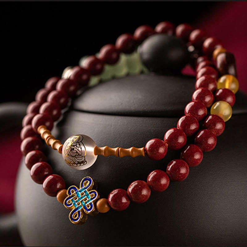 Doppelt gewickeltes chinesisches Sternzeichen-Armband aus rotem Achat zum Schutz