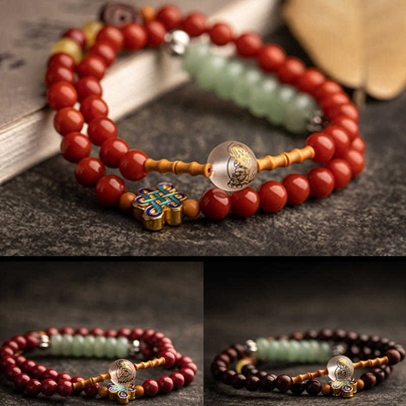 Doppelt gewickeltes chinesisches Sternzeichen-Armband aus rotem Achat zum Schutz
