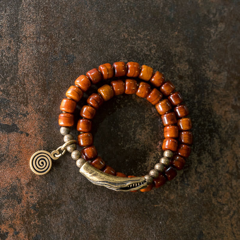 Doppelt gewickeltes spirituelles Armband aus Yakknochen-Kupfer für Balance