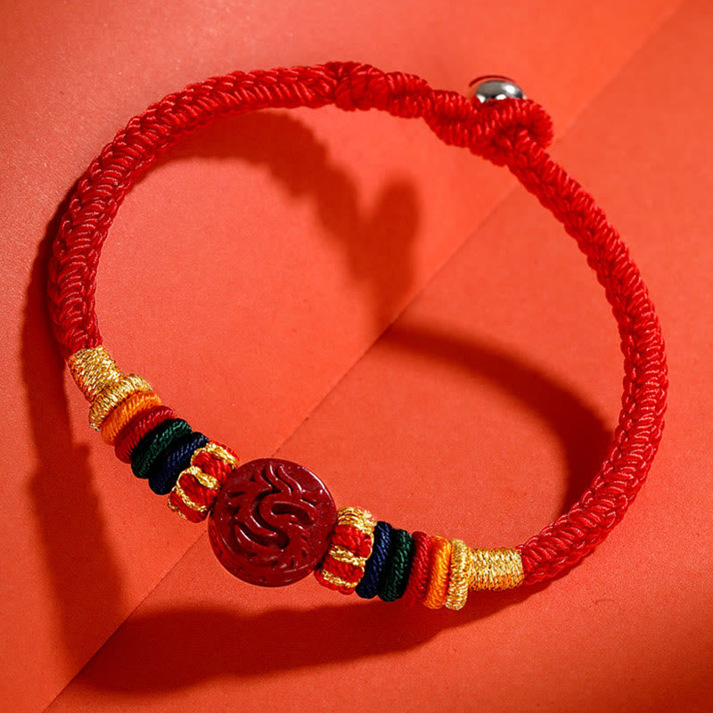 Drachen 16cm Chinesisches Sternzeichen Segen Zinnober Armband