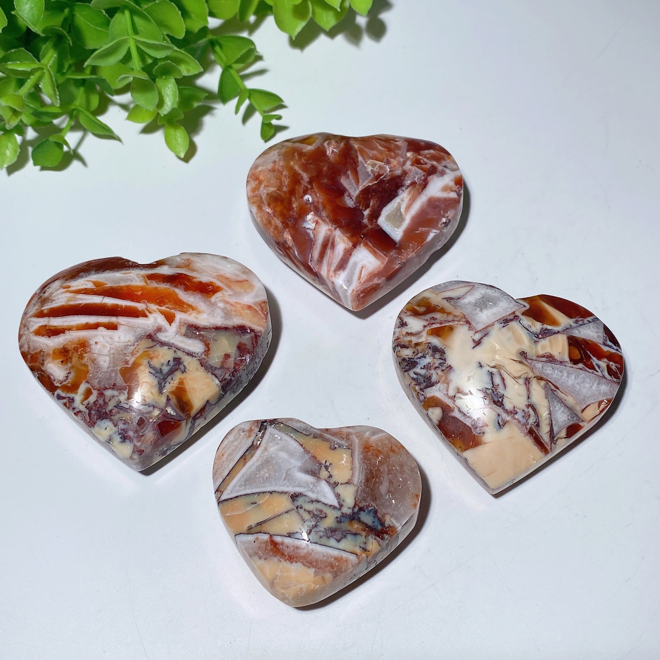 Dragon Agate Heart Palm Stone 2.0-2.6" Healing Crystal