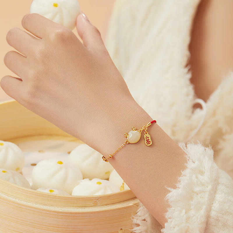 Drachenarmband aus Hetian-Weißjade und 925er Sterlingsilber zum Schutz