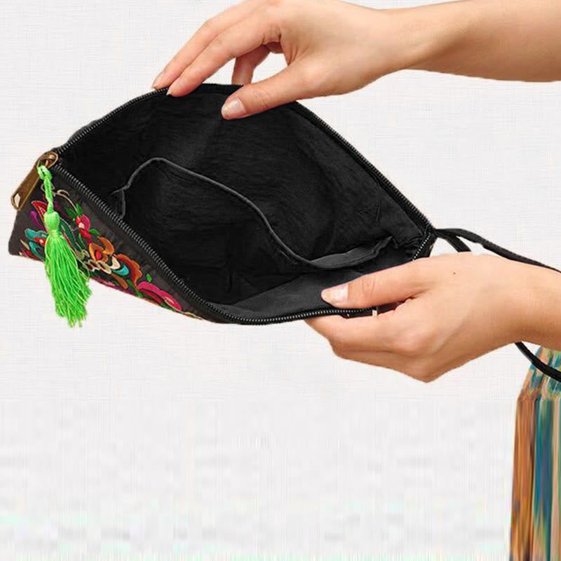 Geldbörse mit Drachen-Schmetterling, spiritueller Kosmos-Blume, 14 x 25 cm