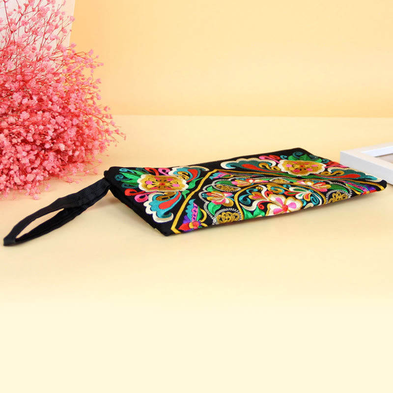 Geldbörse mit Drachen-Schmetterling, spiritueller Kosmos-Blume, 14 x 25 cm