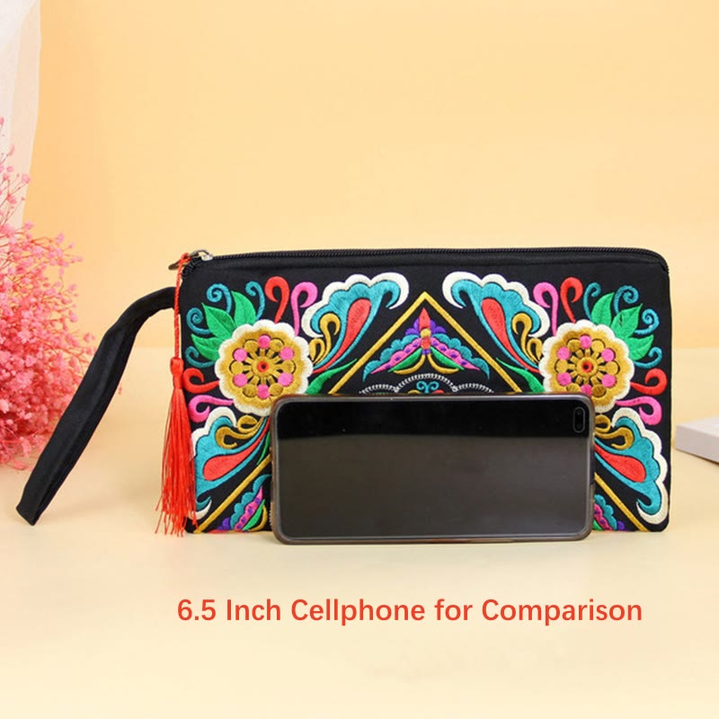 Geldbörse mit Drachen-Schmetterling, spiritueller Kosmos-Blume, 14 x 25 cm