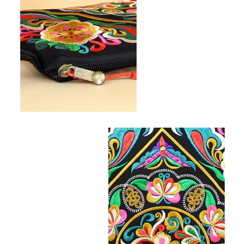 Geldbörse mit Drachen-Schmetterling, spiritueller Kosmos-Blume, 14 x 25 cm