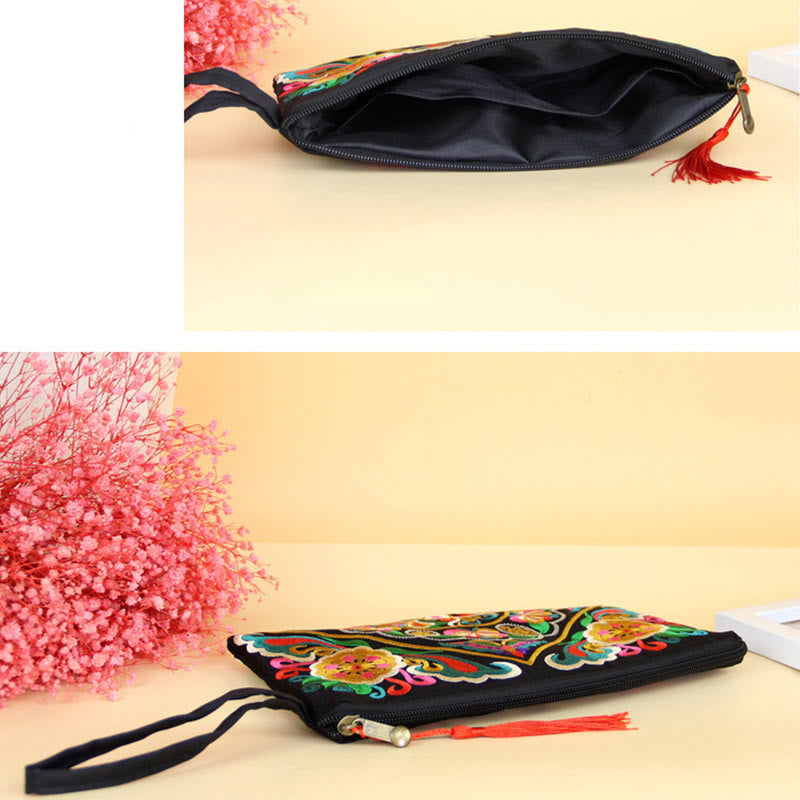 Geldbörse mit Drachen-Schmetterling, spiritueller Kosmos-Blume, 14 x 25 cm