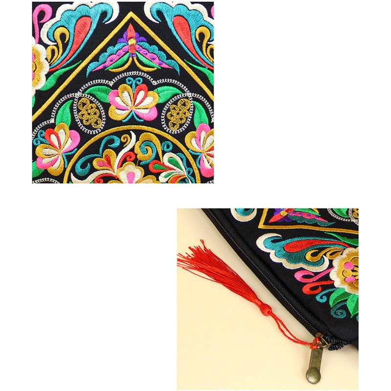 Geldbörse mit Drachen-Schmetterling, spiritueller Kosmos-Blume, 14 x 25 cm