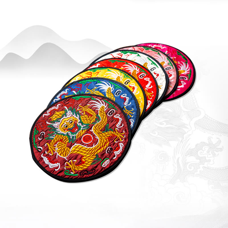 Teematte mit Drachenstickerei | Spirituelle Wohnakzente 19 cm