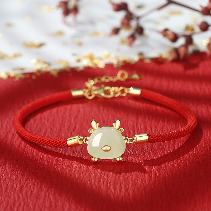 Drachenschmuck | Schutzarmband aus Hetian-Jade und rotem Achat