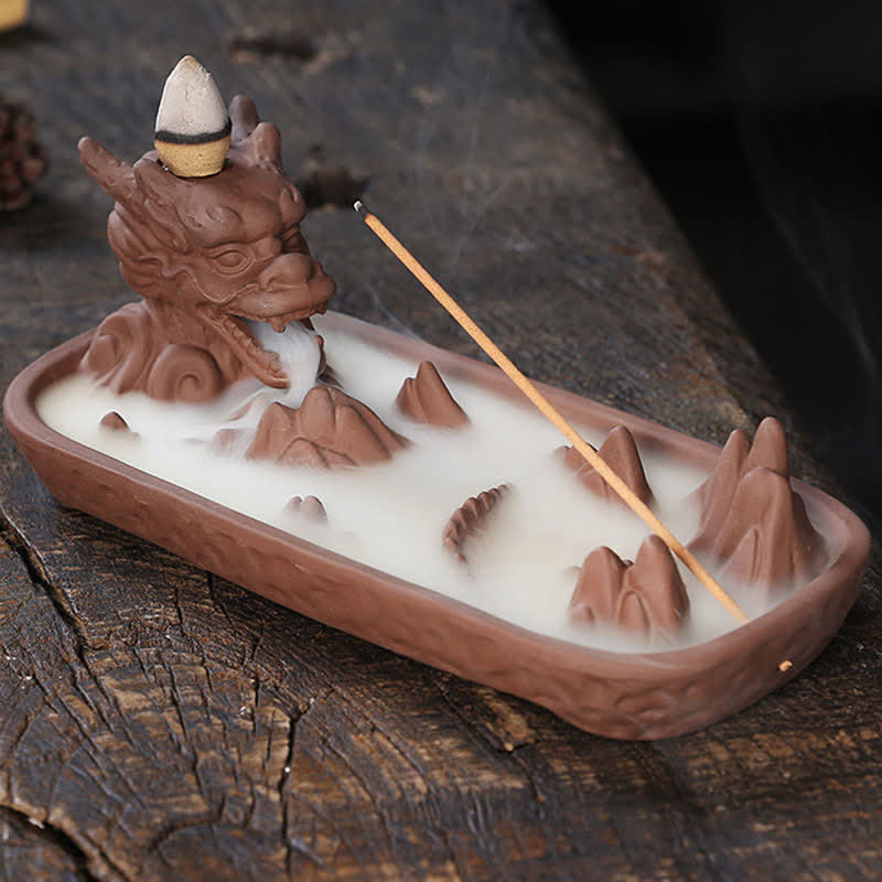 Dragon Mountain Strength Keramik-Drachen-Räuchergefäß – Schutz