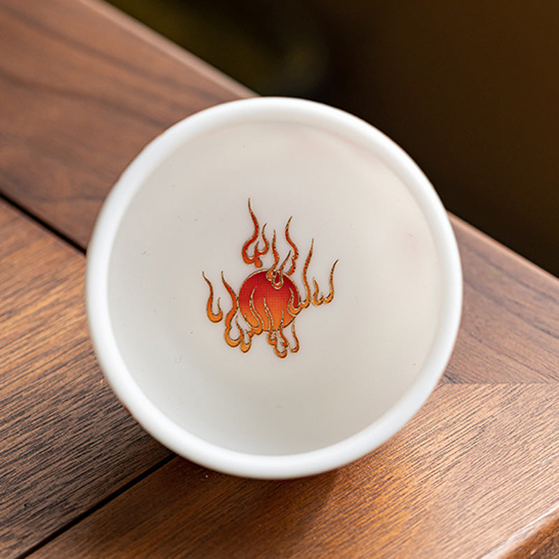Keramik-Teetasse mit Drachen- und Phönixmotiv, 130 ml, Zen-Dekor, Geschenk