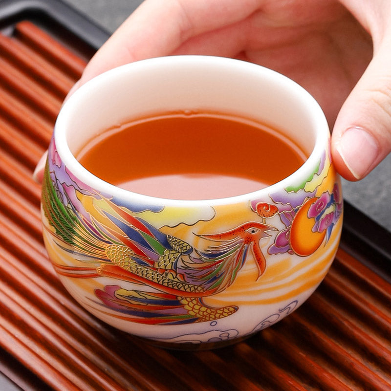 Drache &amp; Phönix Keramik-Teetasse 190 ml | Spirituelles Geschirr