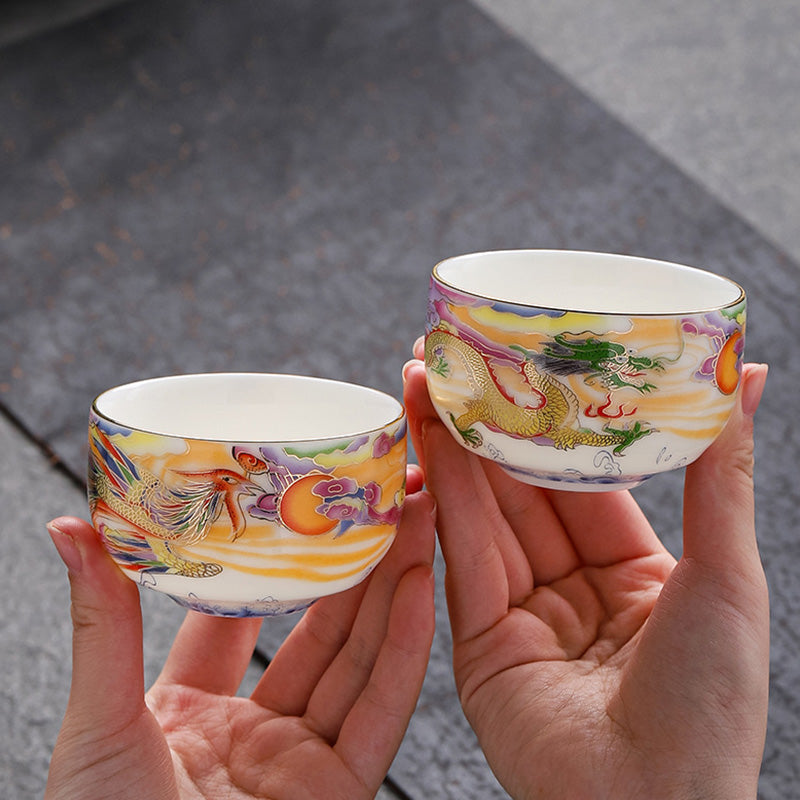Drache &amp; Phönix Keramik-Teetasse 190 ml | Spirituelles Geschirr