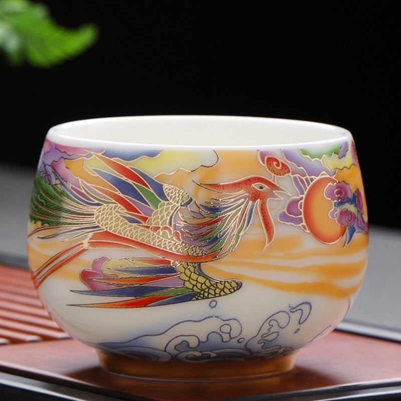 Drache &amp; Phönix Keramik-Teetasse 190 ml | Spirituelles Geschirr