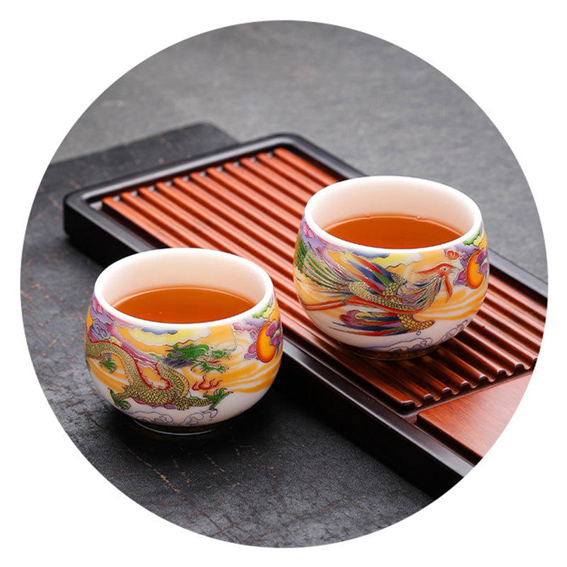 Drache &amp; Phönix Keramik-Teetasse 190 ml | Spirituelles Geschirr