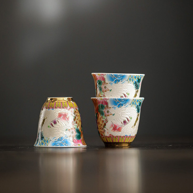 Drache &amp; Phönix Keramik-Teetasse 50 ml | Zen-Dekor