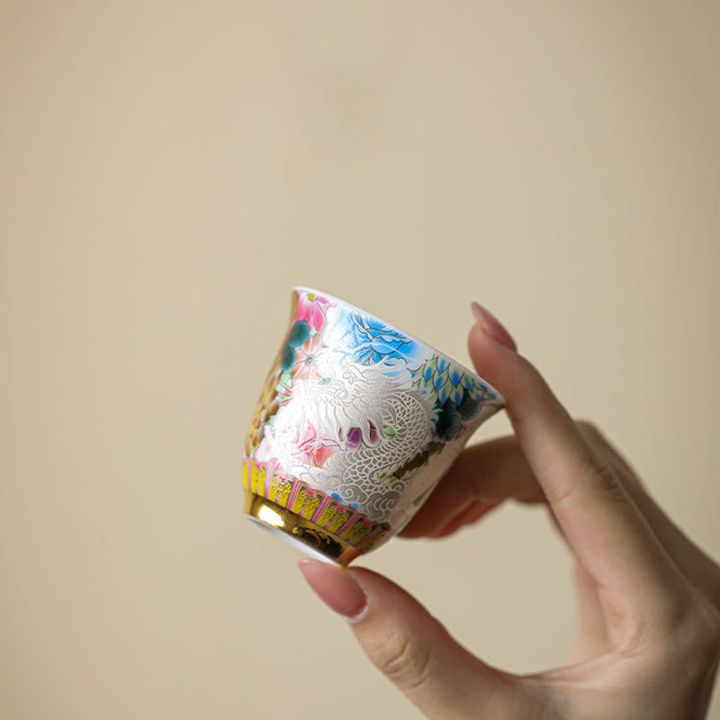 Drache &amp; Phönix Keramik-Teetasse 50 ml | Zen-Dekor