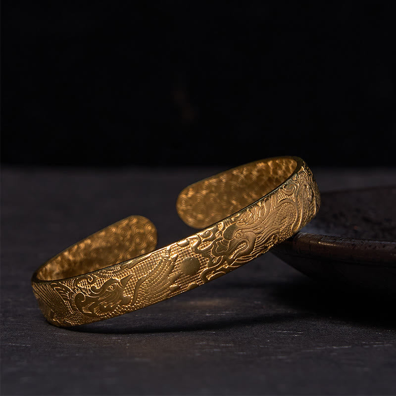 Drachen-Phönix-Kupferarmband | Glücks- und Schutzarmreif