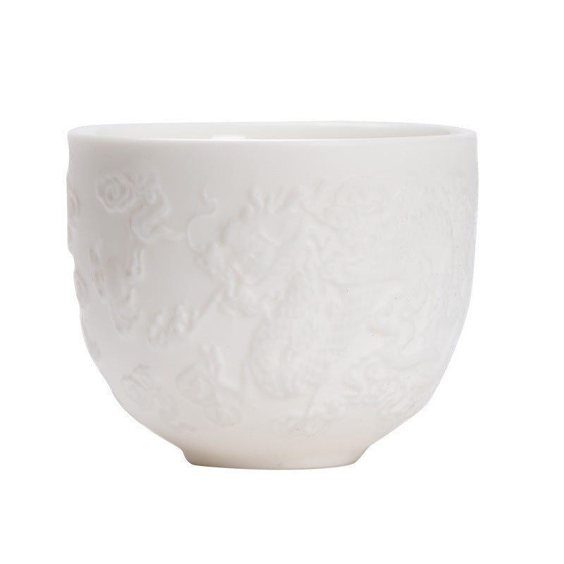 Teetasse mit Drachen- und Phönix-Motiv, Porzellan, Zen-Dekor, 115 ml