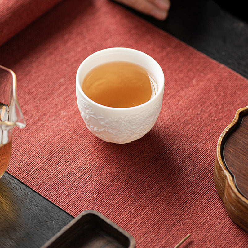 Teetasse mit Drachen- und Phönix-Motiv, Porzellan, Zen-Dekor, 115 ml