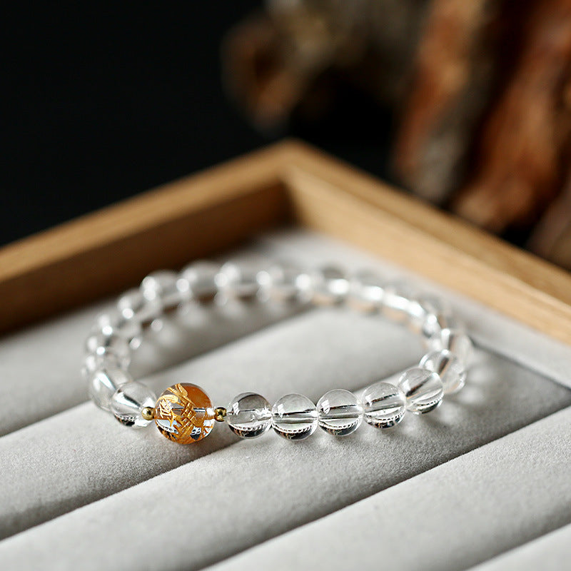 Drachenstärke-Armband | Schwarzer Obsidian, weißer Kristall, Onyx, 10 mm