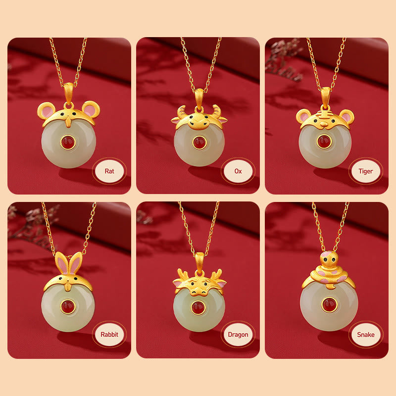 Drachen-Sternzeichen-Halskette | Sterlingsilber mit Hetian-Jade und rotem Achat