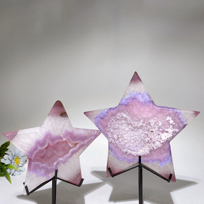 Druzy Pink Achat Stern Kristall Schnitzerei 4,8-6,2 Zoll