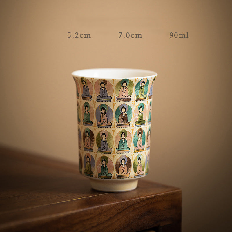 Dunhuang Keramik-Gaiwan mit Tausend Buddhas und Deckel, 150 ml
