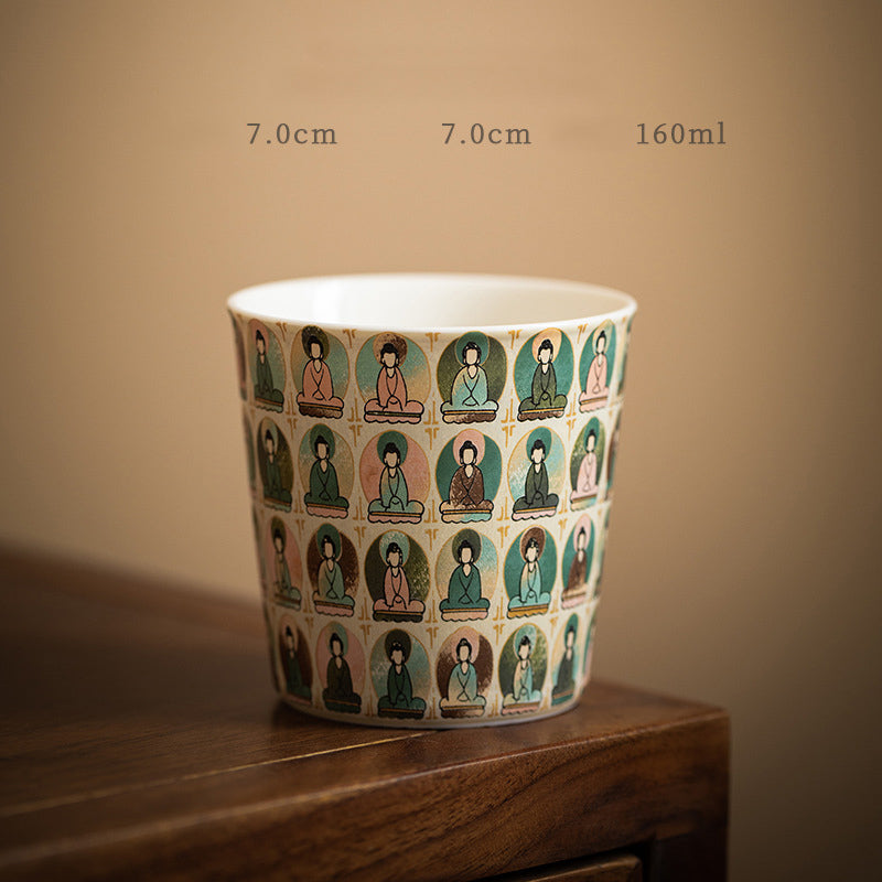 Dunhuang Keramik-Gaiwan mit Tausend Buddhas und Deckel, 150 ml