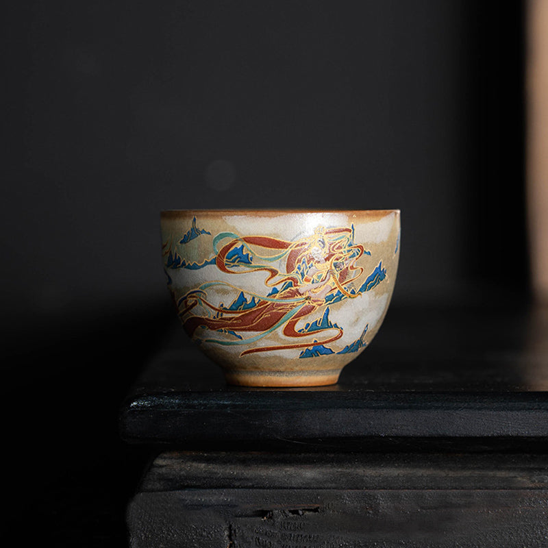 Dunhuang Fliegende Apsaras Keramik-Gaiwan-Teetasse, 150 ml
