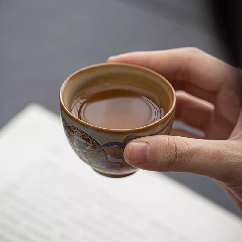 Dunhuang Fliegende Apsaras Keramik-Gaiwan-Teetasse, 150 ml